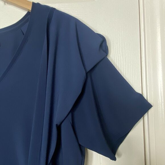 Soft Surroundings Madeline Tunic Top Overlay Cape-Like Short Sleeve Navy Size 1X - Picture 8 of 15